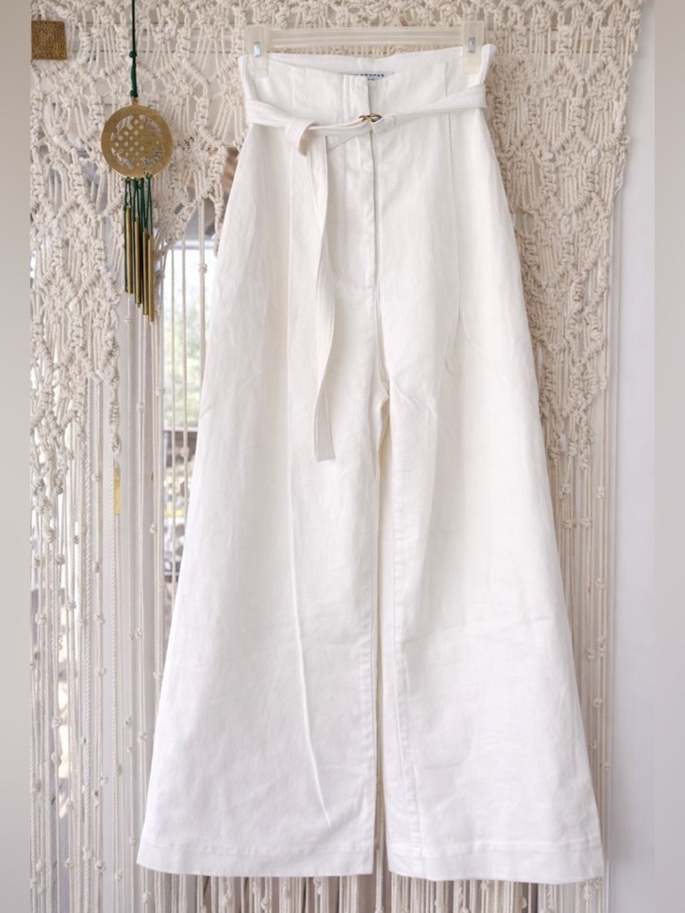 Philosophy di Lorenzo Serafini Ivory Belted Wide-Leg Pants IT 40 / US 4